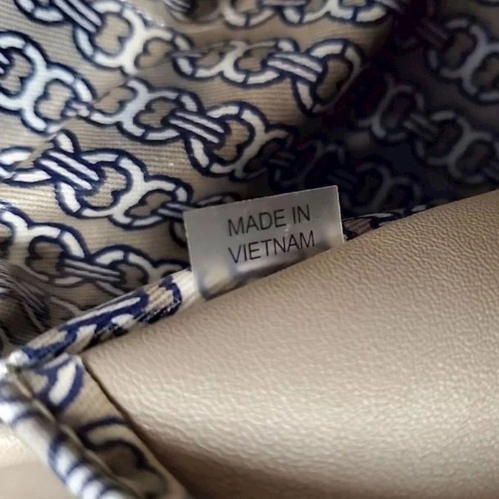 Tory Burch Taupe/Navy Printed Tote